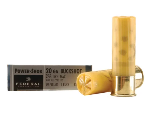 Federal Power-Shok Ammunition 20 Gauge 2-3/4" Buffered #3 Buckshot 20 Pellets Box of 5