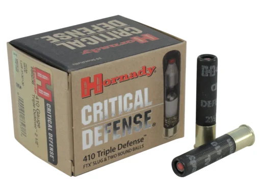 Hornady Critical Defense Ammunition 410 Bore 2-1/2" 41 Caliber FTX Slug over two 35 Caliber Lead Round Balls Box of 20